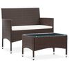 vidaXL Set mobilier de grădină cu pernă, 2 piese, maro, poliratan