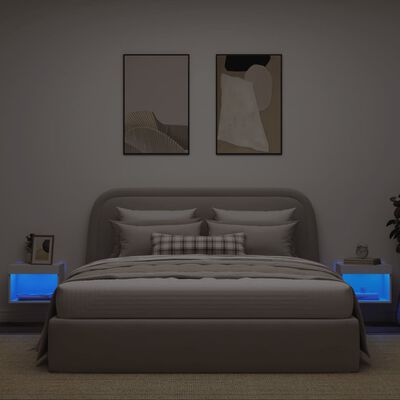 vidaXL Noptiere cu lumini LED montate pe perete, 2 buc., alb