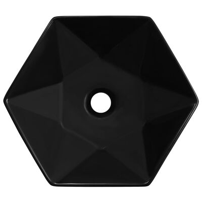 vidaXL Chiuvetă de baie, negru, 41 x 36,5 x 12 cm, ceramică