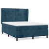 vidaXL Pat box spring cu saltea, albastru &icirc;nchis, 140x200 cm, catifea