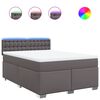 vidaXL Pat box spring cu saltea, gri, 140x200 cm, piele ecologică
