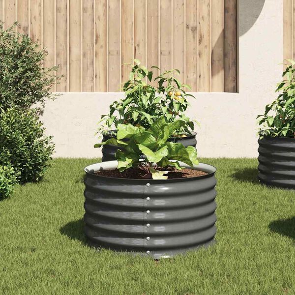 vidaXL Strat &icirc;nălțat de grădină, gri 80 x 80 x 44 cm, oțel galvanizat