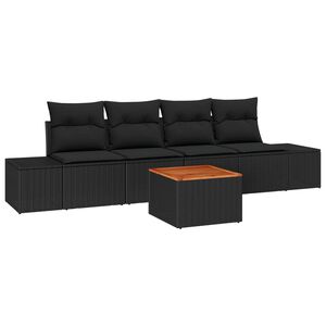 vidaXL Set de canapele pentru grădină cu pernă 5 pcs Negru Rattan poli