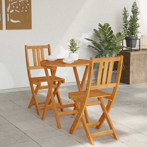 vidaXL Set bistro 3 pcs Ulei Natural Lemn Solid de Acacia