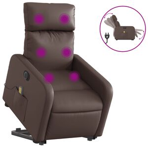 vidaXL Fotoliu electric masaj rabatabil cu ridicare, maro