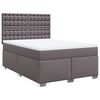 vidaXL Pat box spring cu saltea, gri, 140x200 cm, piele ecologică