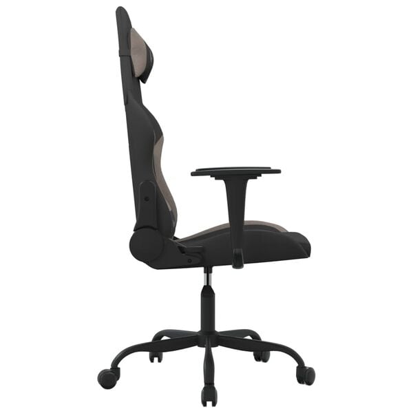 vidaXL Scaun de gaming cu masaj, negru și taupe, material textil