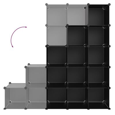 vidaXL Organizator cub de depozitare, 15 cuburi, negru, PP