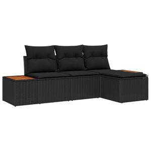 vidaXL Set de canapele pentru grădină 4 buc. Negru Poli Rattan