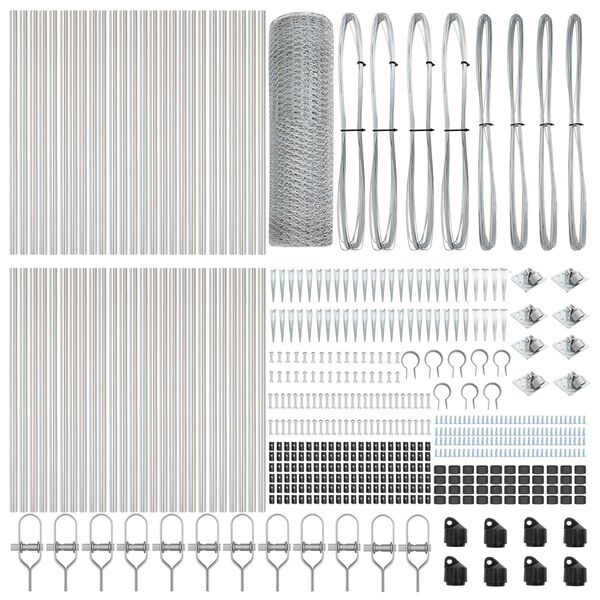 vidaXL St&acirc;lp de gard. Argintiu 100 x 1 m (plasă de 25 mm) Oțel
