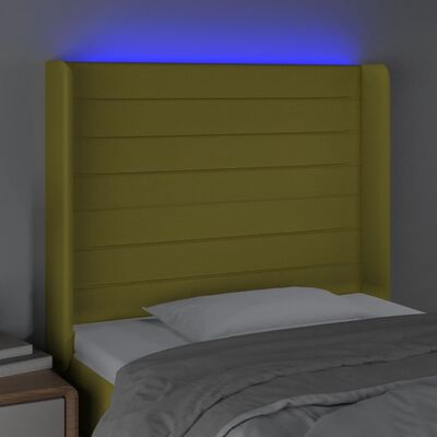 vidaXL Tăblie de pat cu LED, verde, 103x16x118/128 cm, textil