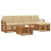 vidaXL Set de canapele de exterior cu pernă 6 pcs Natural și Bej