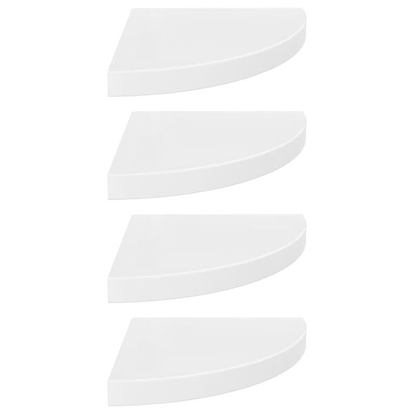 vidaXL Colțare suspendate, 4 buc., alb extralucios, 35x35x3,8 cm, MDF