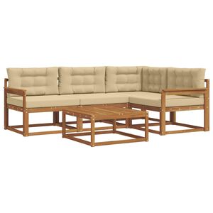 vidaXL Set de canapele de exterior cu pernă 5 pcs Natural și Bej