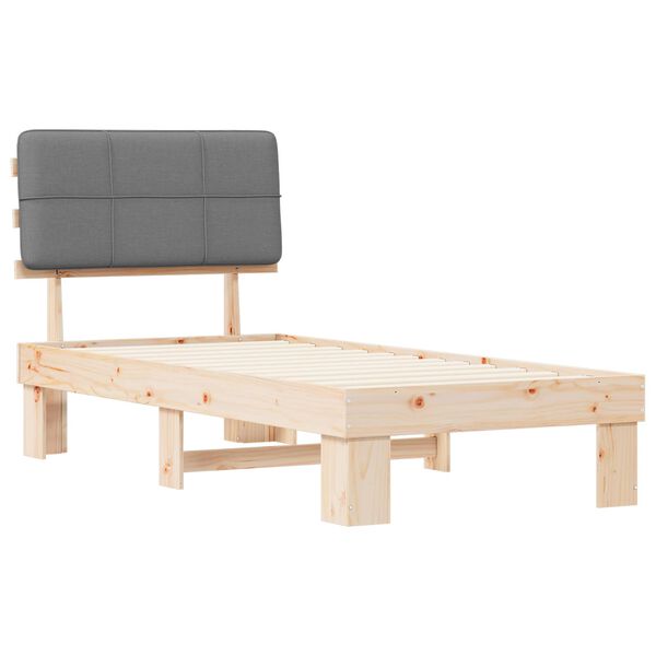 vidaXL Cadru de pat cu tăblie tapițată Gri deschis 100 x 200 cm