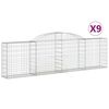 vidaXL Coșuri gabion arcuite 9 buc., 300x30x80/100 cm, fier galvanizat
