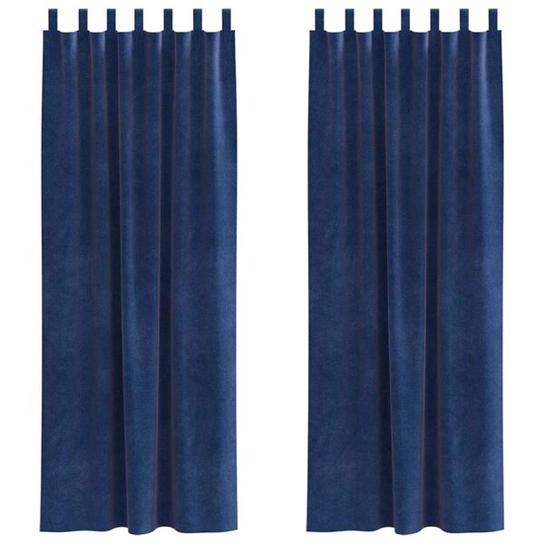 vidaXL Perdele opace 2 pcs Albastru &icirc;nchis 140 x 245 cm Catifea
