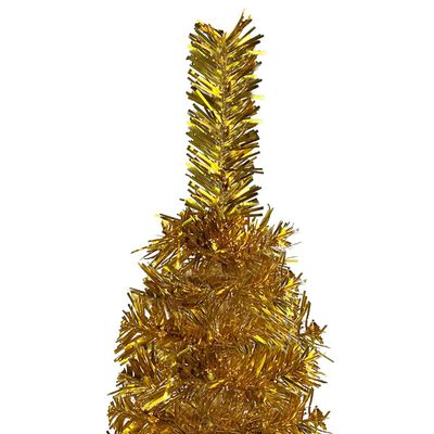 vidaXL Brad de Crăciun pre-iluminat slim, auriu, 120 cm