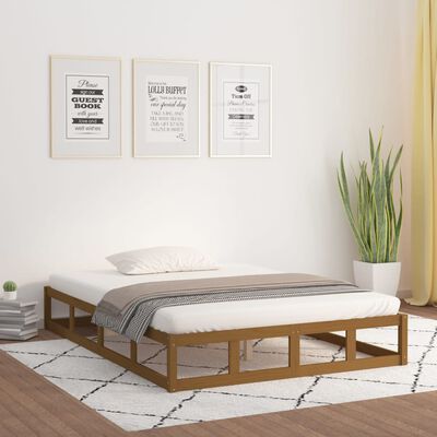 vidaXL Cadru de pat, maro miere, 150x200 cm, lemn masiv King Size
