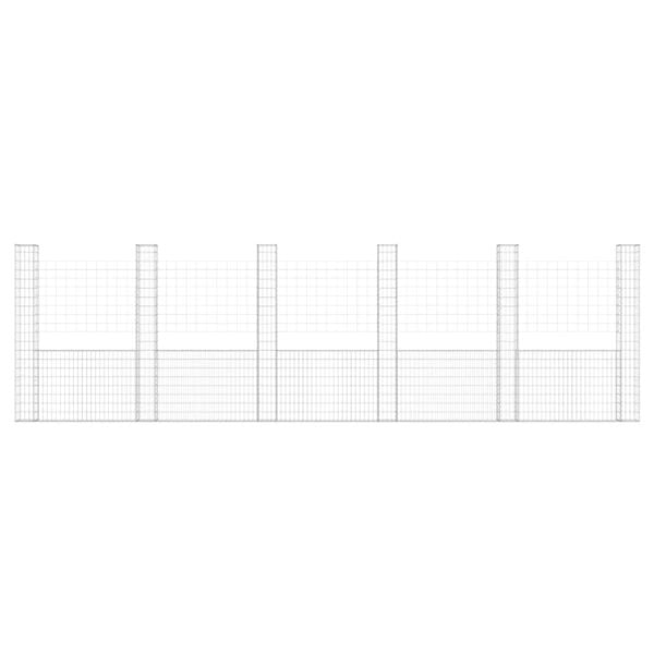 vidaXL Coș gabion &icirc;n formă de U cu 6 st&acirc;lpi, 620x20x200 cm, fier