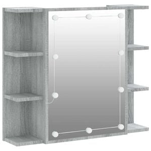 vidaXL Dulap cu oglindă și LED, gri sonoma, 70x16,5x60 cm