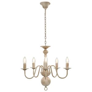 vidaXL Candelabru antichizat, alb, becuri E14 x 5