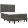 vidaXL Pat box spring cu saltea, gri &icirc;nchis, 140x190 cm, catifea