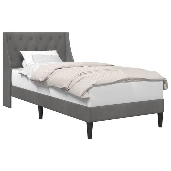 vidaXL Cadru de pat cu headboard Gri &icirc;nchis 90 x 190 cm Catifea