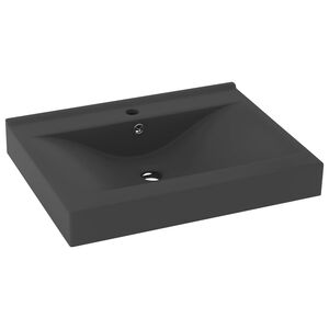 vidaXL Chiuvetă baie lux orificiu robinet gri mat 60x46 cm ceramică