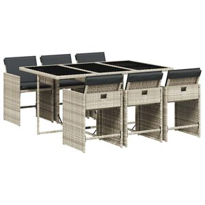 vidaXL Set mobilier de grădină cu perne, 7 piese gri deschis poliratan