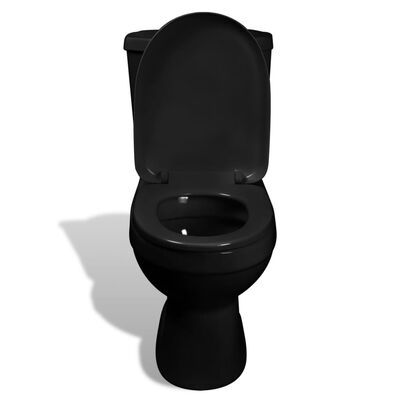 vidaXL Vas WC cu rezervor, negru
