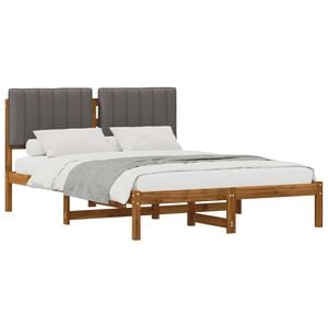 vidaXL Cadru de pat cu tăblie tapițată Natural și gri deschis