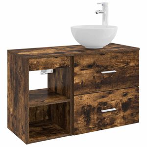 vidaXL Set de mobilier pentru baie 2 buc. Stejar fumuriu