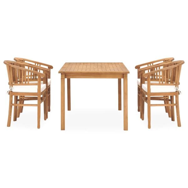 vidaXL Set mobilier de grădină cu perne, 5 piese, lemn masiv de tec
