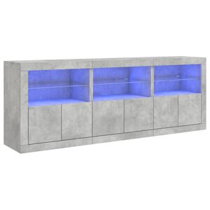vidaXL Dulap cu lumini LED, gri beton, 181,5x37x67 cm