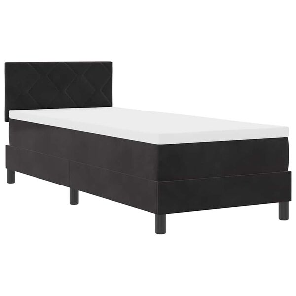 vidaXL Pat cu arcuri cu saltea cu headboard Negru 80 x 200 cm Catifea