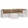 vidaXL Sofa de grădină cu 5 locuri cu perne aspect rattan PP Alb