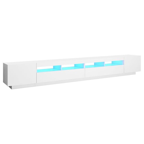 vidaXL Comodă TV cu lumini LED, alb, 300x35x40cm