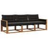 vidaXL Set de canapele de exterior 3 buc. Natural și Negru