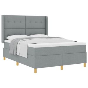 vidaXL Pat cu arcuri cu headboard Gri deschis 140 x 190 cm țesătură