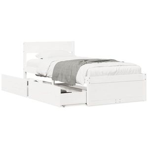 vidaXL Cadru de pat fără saltea, alb, 75x190 cm, lemn masiv de pin