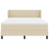 vidaXL Pat cu arcuri cu saltea cu headboard Crem 140 x 200 cm țesătură