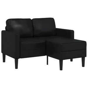 vidaXL Canapea cu 2 locuri și șezlong &icirc;n formă de L, neagră, 125 cm, piele ecologică