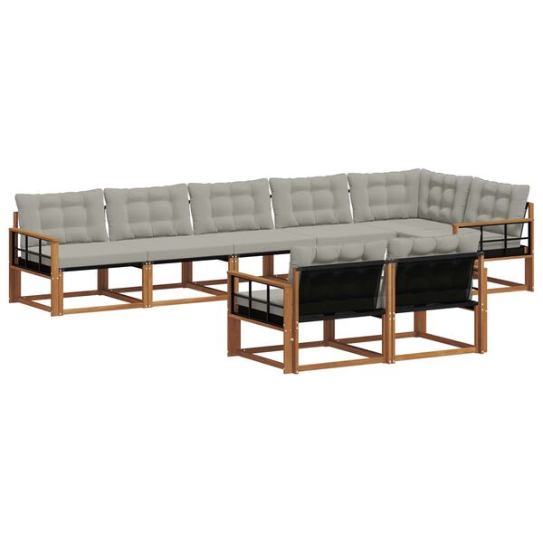 vidaXL Set de canapele de exterior 8 pcs Gri natural și deschis