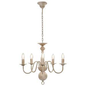 vidaXL Candelabru antichizat, alb, becuri E14 x 5