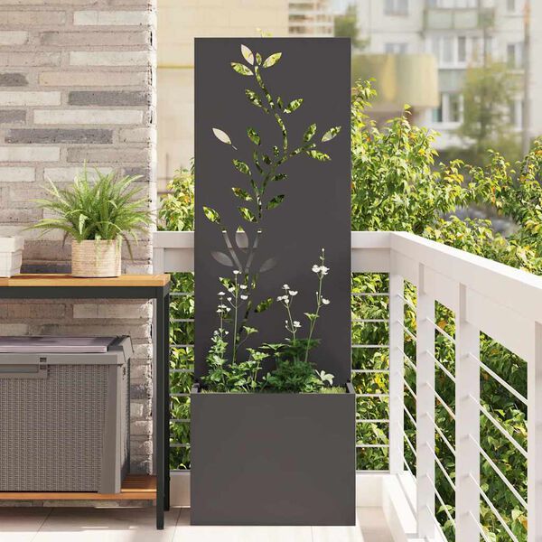 vidaXL Ecran de intimitate pentru grădină Floral Negru 50 x 140 cm