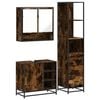 vidaXL Set mobilier de baie, 3 piese, stejar fumuriu, lemn prelucrat