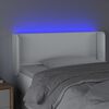 vidaXL Tăblie de pat cu LED, alb, 103x16x78/88 cm, piele ecologică