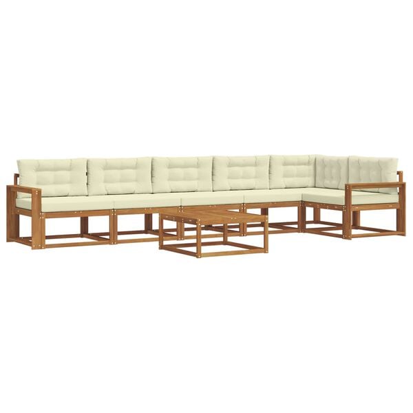 vidaXL Set de canapele de exterior cu pernă 7 pcs Natural și Crem