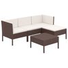 vidaXL Set mobilier de grădină cu perne, 5 piese, maro, poliratan